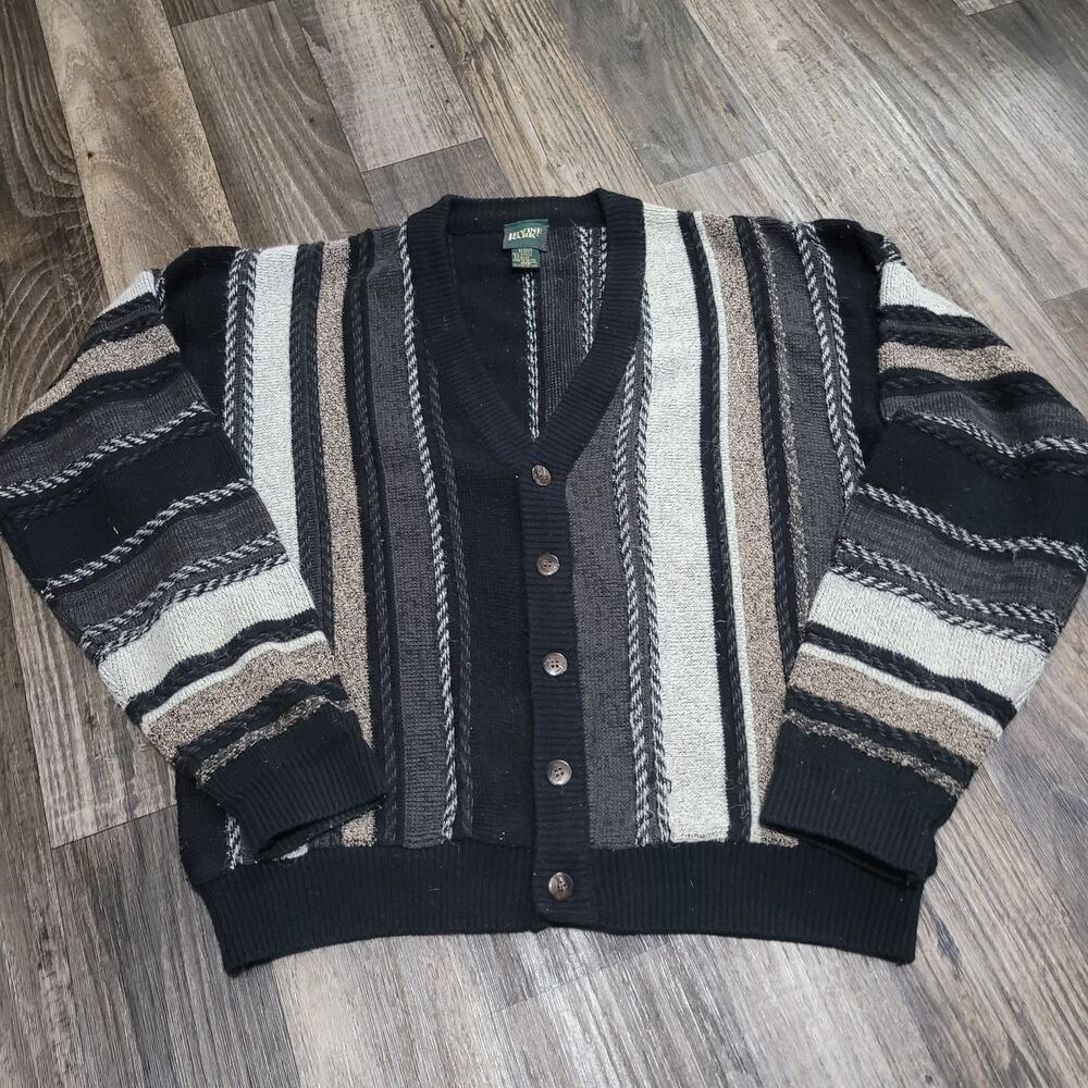 Vintage Irvine Park Abstract Geometric Acrylic Cardigan Brown/Grey Medium